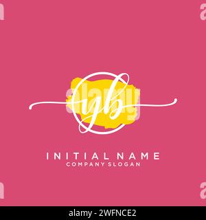 YB Initial handwriting logo with circle Stock Vector
