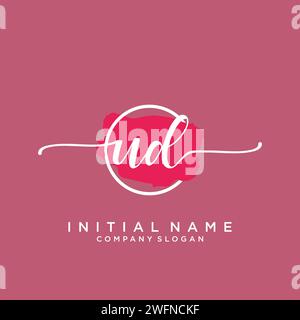 UD Initial handwriting logo with circle Stock Vector