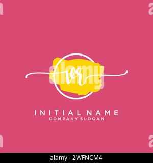 VR Initial handwriting logo with circle Stock Vector