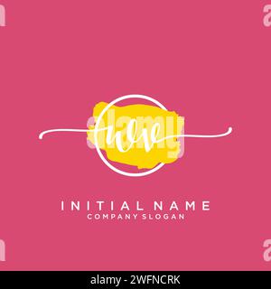 WV Initial handwriting logo with circle Stock Vector