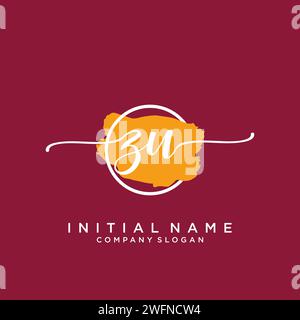 ZU Initial handwriting logo with circle Stock Vector
