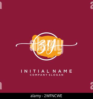 ZY Initial handwriting logo with circle Stock Vector