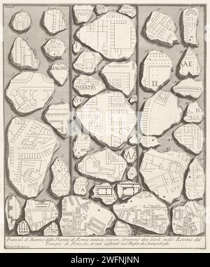 Marble excerpts with parts of a map of Rome, Giovanni Battista Piranesi ...