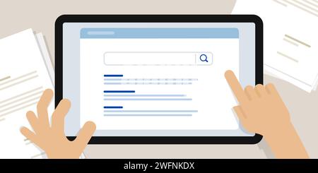 Search engine result page on device tablet screen Stock Vector
