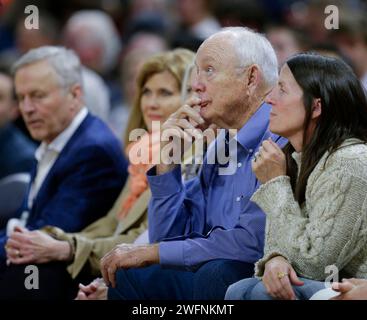 Charlottesville, VA, USA. 31st Jan, 2024. Nolan Ryan during a NCAA Men's Basketball game between the Notre Dame Fighting Irish and the University of Virginia Cavaliers at John Paul Jones Arena in Charlottesville, VA. Justin Cooper/CSM/Alamy Live News Stock Photo