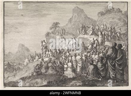 Mountain, Jan Luyken, 1703 print  Print Maker: Haarlem Publisher: Amsterdam paper etching Christ's sermon on the mount (Matthew 5-7) Stock Photo