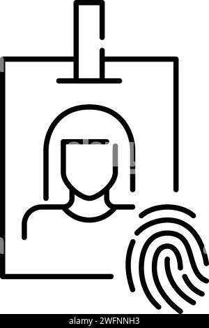 Identity verification Icon. fingerprint on an identity card with woman picture. Role of biometric data in identification Stock Vector