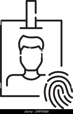 Identity verification Icon. Fingerprint on an identity card with man picture. Role of biometric data Stock Vector