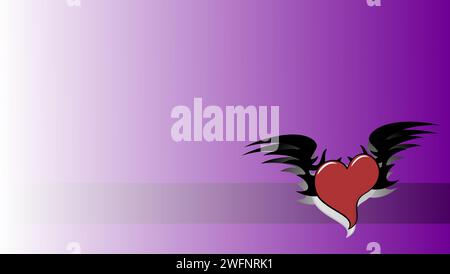red winged heart tattoo ink sticker background in vector format Stock Vector