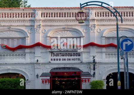 On On Hotel in the Old Town area of Phuket Town, Phuket, Thailand, built in 1927; today refurbished and run as a boutique hotel, The Memory at On On Stock Photo