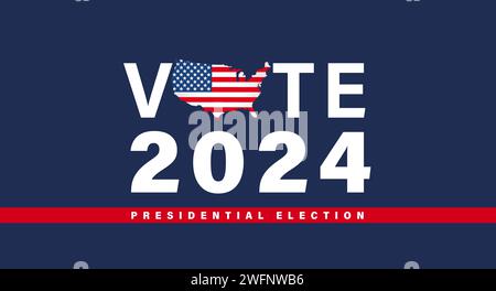 Vote 2024 Election day with USA flag in map. Presidential Election 2024 November 5, banner with flag and typography Stock Vector