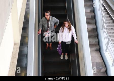 Non Exclusive: Passengers make the first trip on Tlahuac-Mixcoac station section of the Line 12 Mexico City Metro, after more than 2 years of inactivi Stock Photo