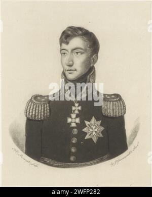 Portrait of Willem II, King of the Netherlands, Frederik Christiaan Bierweiler, 1810 - 1819 print  Amsterdam paper etching Stock Photo