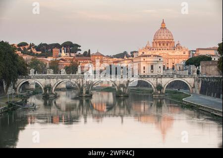 St Peter's Basilica, Vatican City and the Tiber River, Rome, Italy Stock Photo