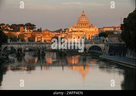 St Peter's Basilica, Vatican City and the Tiber River, Rome, Italy Stock Photo