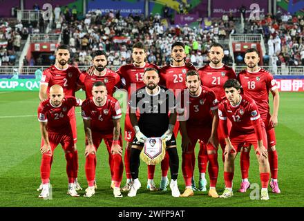 Doha, Qatar. 31st Jan, 2024. Players of Syria line up before the round of 16 match between Iran and Syria at AFC Asian Cup Qatar 2023 in Doha, Qatar, Jan. 31, 2024. Credit: Sun Fanyue/Xinhua/Alamy Live News Stock Photo