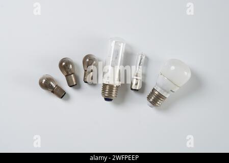 several types of bulbs that have been used Stock Photo