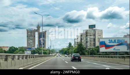 Belgrade, Serbia - August 02, 2023: City view with traffic Stock Photo