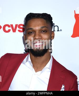 January 31, 2024, New York, New York, USA: Damar Hamlin attends the American Heart Association's Go Red For Women 2024 Red Dress Collection at Jazz at Lincoln Center in New York. (Credit Image: © Photo Image Press via ZUMA Press Wire) EDITORIAL USAGE ONLY! Not for Commercial USAGE! Stock Photo