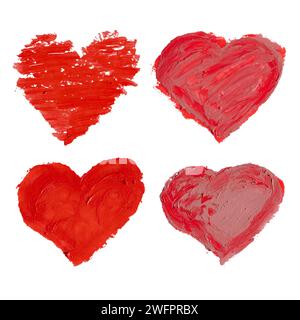 Heart-shaped painted with red lipstick on white background with clipping path Stock Photo