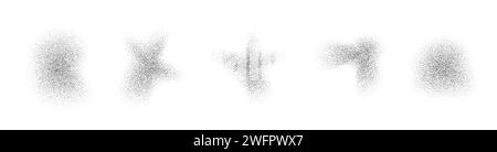 Gradient noise shapes. Grainy textures of liquid forms. Dotted blob elements. Vector isolated collection on white background. Stock Vector