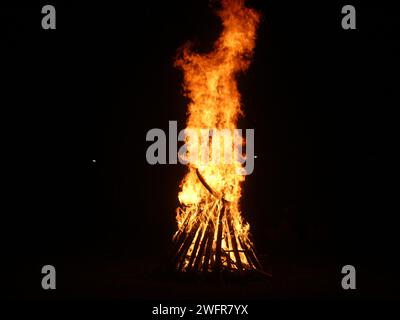 portrait of campfire at night Stock Photo