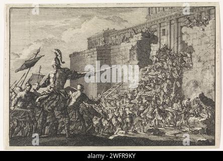 Pompey conquers the temple in Jerusalem, Jan Luyken, 1704 print  Amsterdam paper etching (story of) Gnaeus Pompeius Magnus, Pompey the Great. capture of city (after the siege) Jerusalem Stock Photo