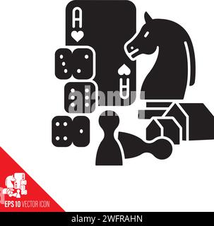 Board game parts and pieces vector icon. Leisure games symbol. Stock Vector