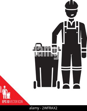 Garbage man with trash bin vector icon for Global Garbage Men Day on June 17 Stock Vector