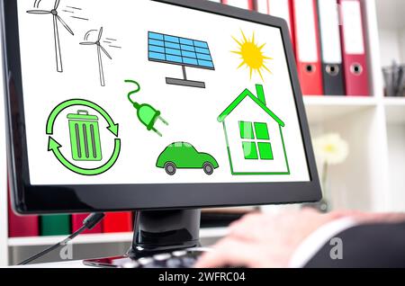 Clean energy concept shown on a computer screen Stock Photo