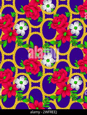 beautiful flower pattern design in textile digital Stock Vector