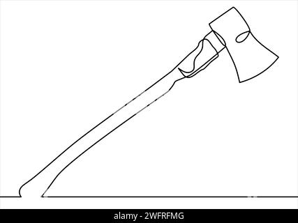 axe. illustration.One continuous line drawing Stock Vector