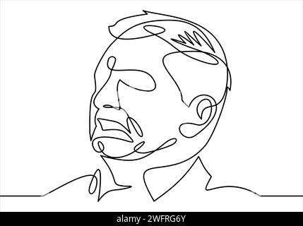 Continuous one line drawing of man portrait. Hairstyle. Fashionable men's style. Stock Vector