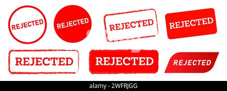 rejected red circle and square stamp label sign refuse fail wrong negative decision Stock Vector