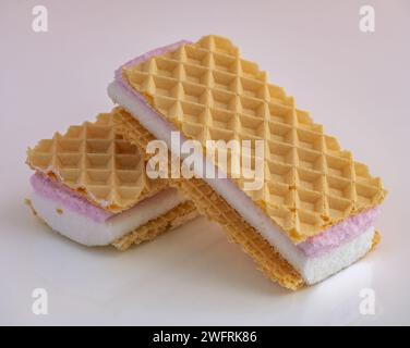 Pink and White Wafer Biscuit Stock Photo