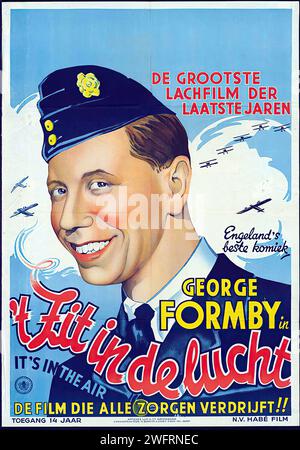 de-grootste-lachfilm-der-laatste-jaren-engelands-beste-komiek-george-formby-which-translates-to-the-greatest-comedy-film-of-recent-years-englands-best-comedian-george-formby-vintage-dutch-advertising-for-the-film-its-in-the-air-the-poster-features-george-formby-as-an-airman-with-airplanes-and-clouds-in-the-background-the-graphic-style-is-representational-with-a-focus-on-the-central-figure-common-in-individual-star-focused-movie-posters-of-the-era-2wfrnec.jpg