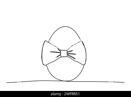 Egg with a bow, one line drawing vector illustration for Easter. Stock Vector
