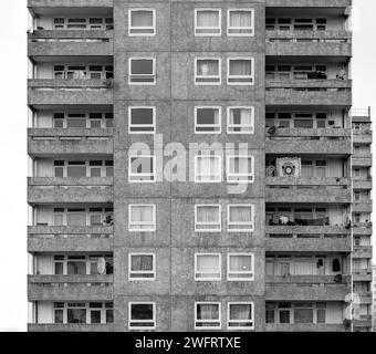 Radley House high rise, part of the brutalist Lesnes Estate in Thamesmead SE2 built in 1967 and due to be demolished and redeveloped. Stock Photo