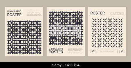 Set of simple modern banners template. Poster minimalistic cover collection. y2k prints. Vector illustration. Stock Vector