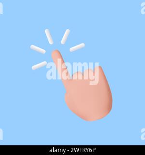 3d touch screen, hand pointing gesture, Stock Vector