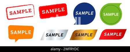 sample speech bubble stamp label sticker sign tester try example confirmation symbol Stock Vector