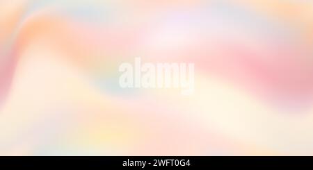 Dawn peachy pink pearl holographic seamless pattern. Minimalist nacre pastel bg with the soft abstract waves. Gradient mesh with foil holo effect. Vec Stock Vector