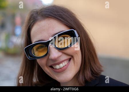 portrait of beautiful young woman smiling Stock Photo