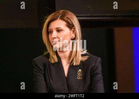 RIGA, Latvia. 1st Feb, 2024. Olena Zelenska, First Lady of Ukraine, during Conference Russia's War On Children. Credit: Gints Ivuskans/Alamy Live News Stock Photo