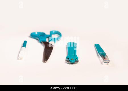 sewing equipment isolated on white background Stock Photo