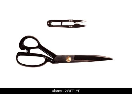 tailors scissors and trimmer isolated on white background Stock Photo