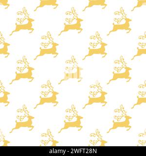 Beautiful simple Christmas seamless pattern with the silhouette of a gorgeous deer. Amazing winter holiday wallpaper for your design. flat il Stock Vector
