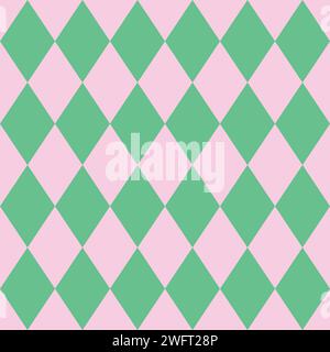 Seamless harlequin pattern background in Pink and green Stock Vector