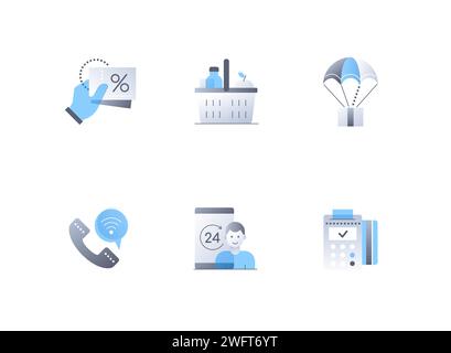 Comfortable shopping - flat design style icons set Stock Vector