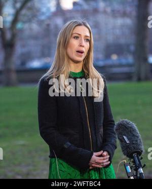 London, United Kingdom. February 01  2024. Chief Secretary to the Treasury Laura Trott is seen in Westminster as she appears on breakfast Tv shows.Credit: Tayfun Salci / Alamy Live News Stock Photo